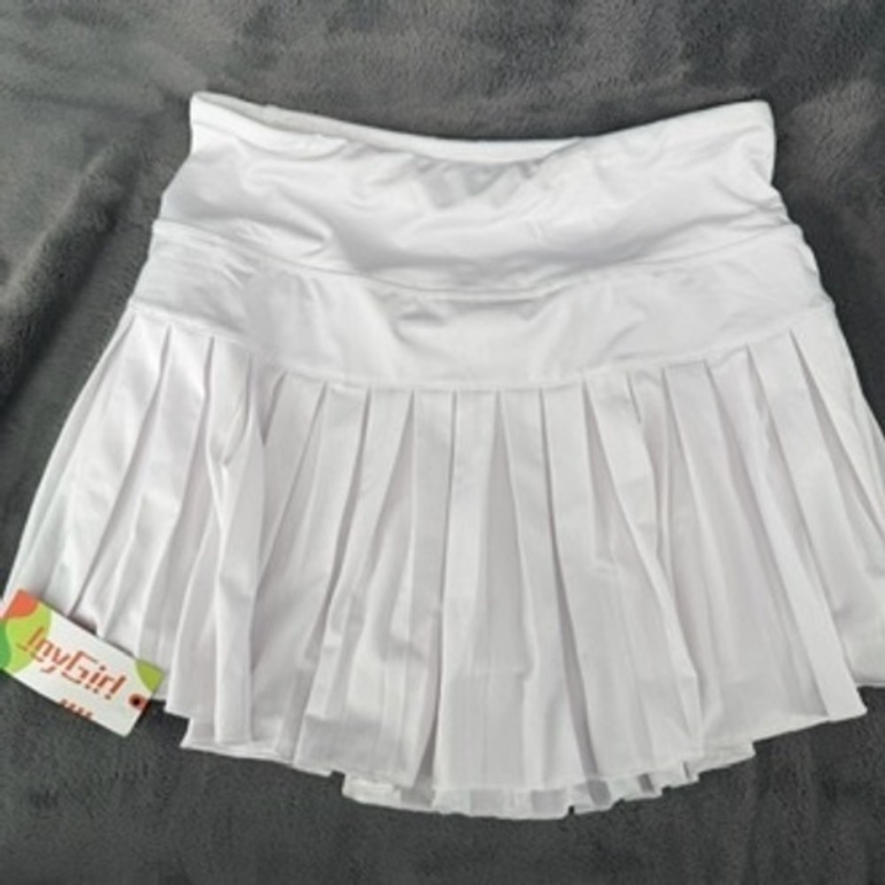 JoyGirl Womens Pleated Tennis Skort White Athletic Golf Skirt Built-in Shorts S